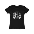 Floral Initial 'H' Boyfriend Tee for Women – Vintage Botanical Monogram Shirt