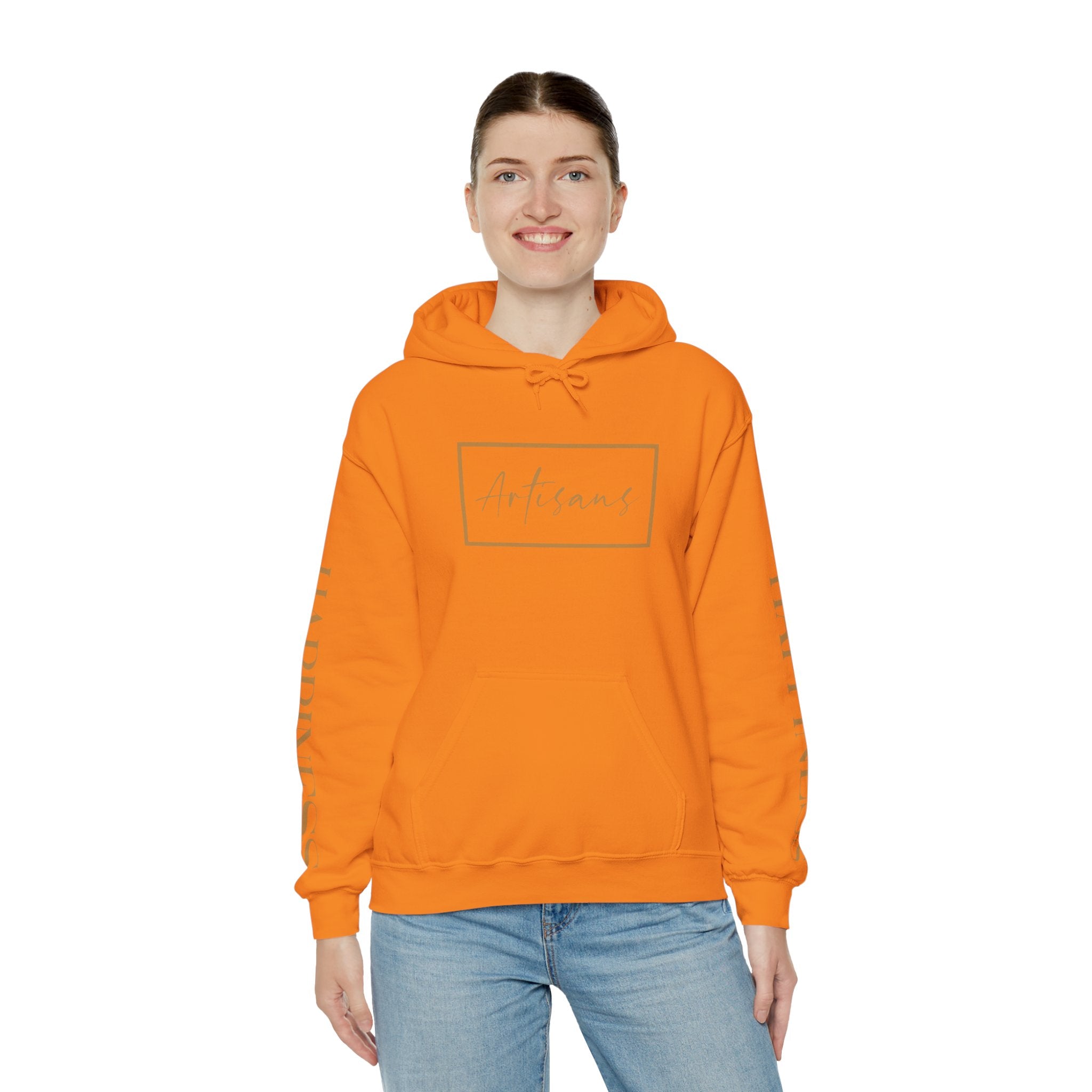 Hoodie 'Happiness Artisans' Gold Logo & 'Happiness' Sleeves