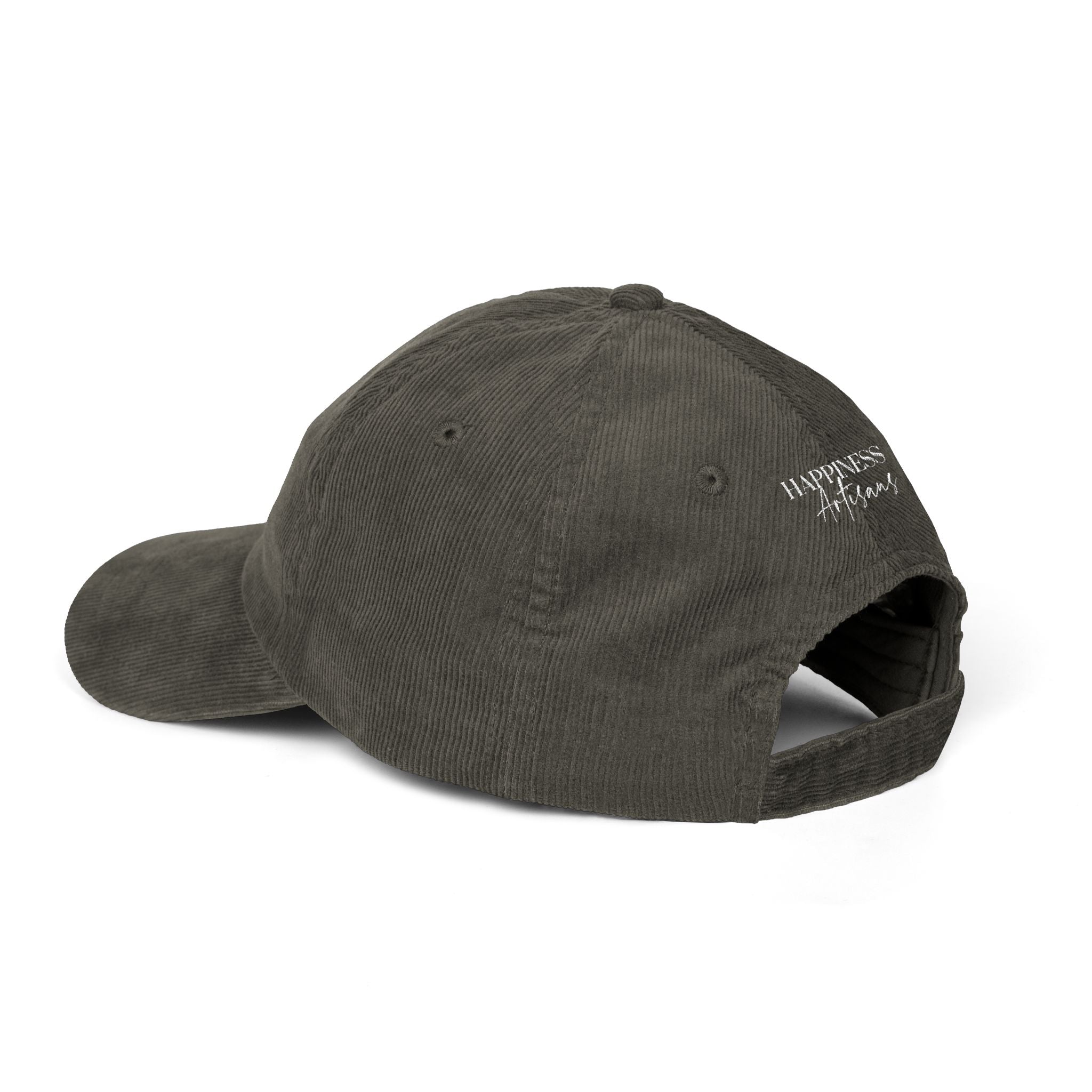 Corduroy Embroidered Cap — Vintage "H" Happiness Artisans Rustic Women's Hat