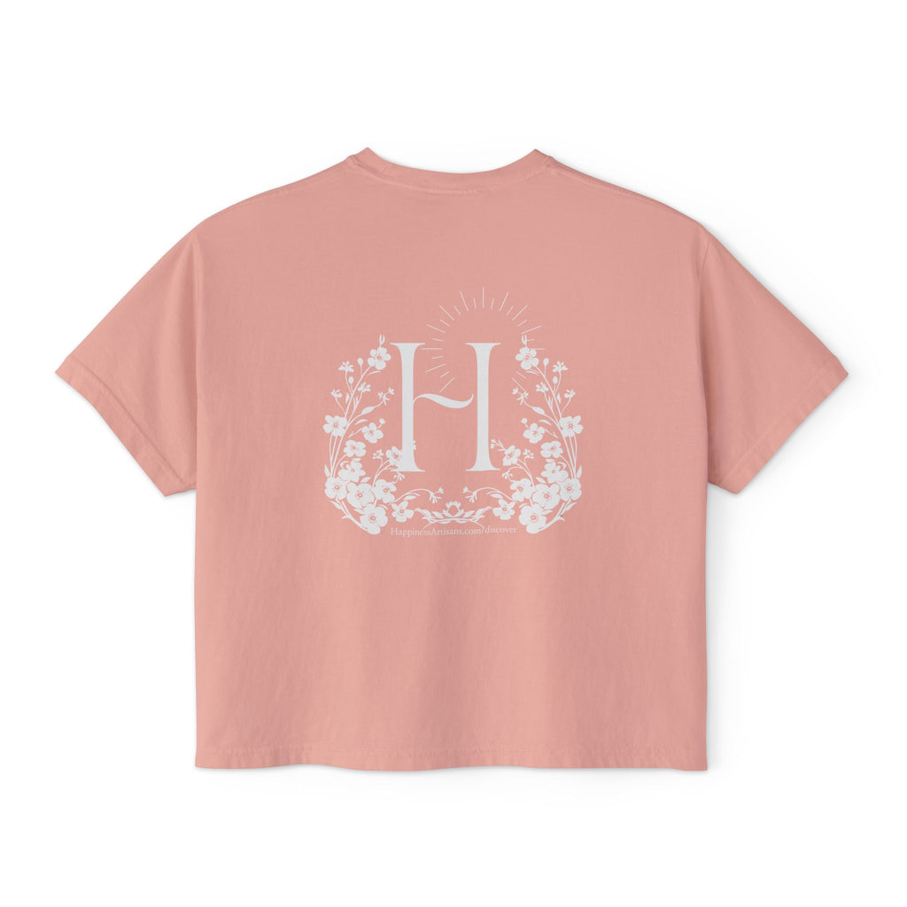 Monogram Floral Boxy Tee — Women's H Initial Crop T-Shirt