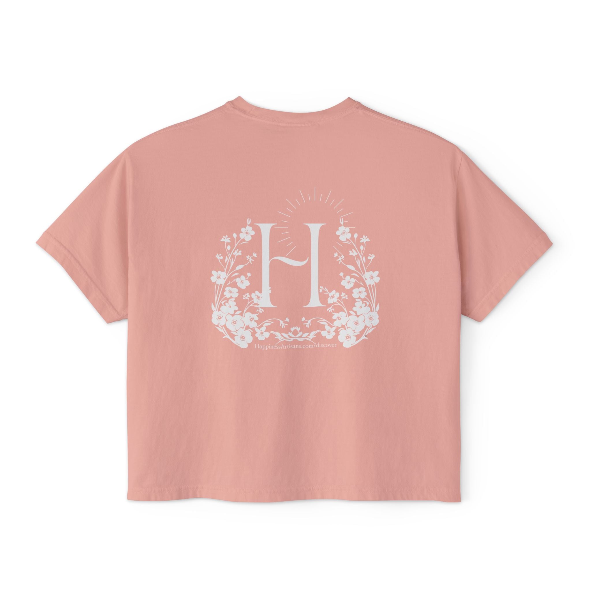 Monogram Floral Boxy Tee — Women's H Initial Crop T-Shirt