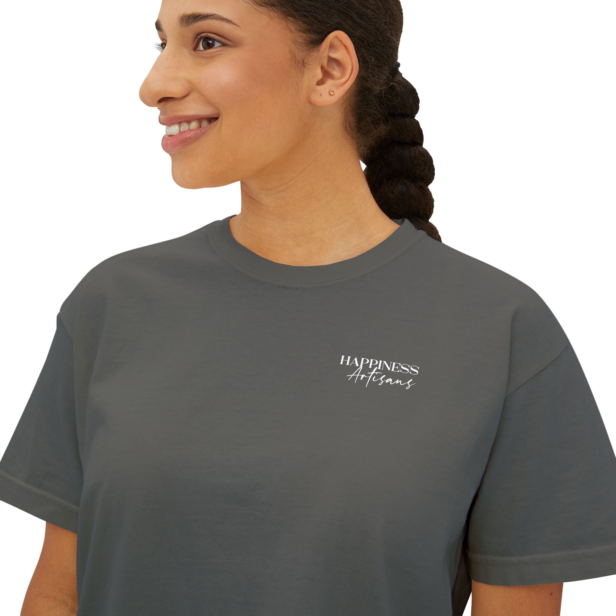 Monogram Floral Boxy Tee — Women's H Initial Crop T-Shirt