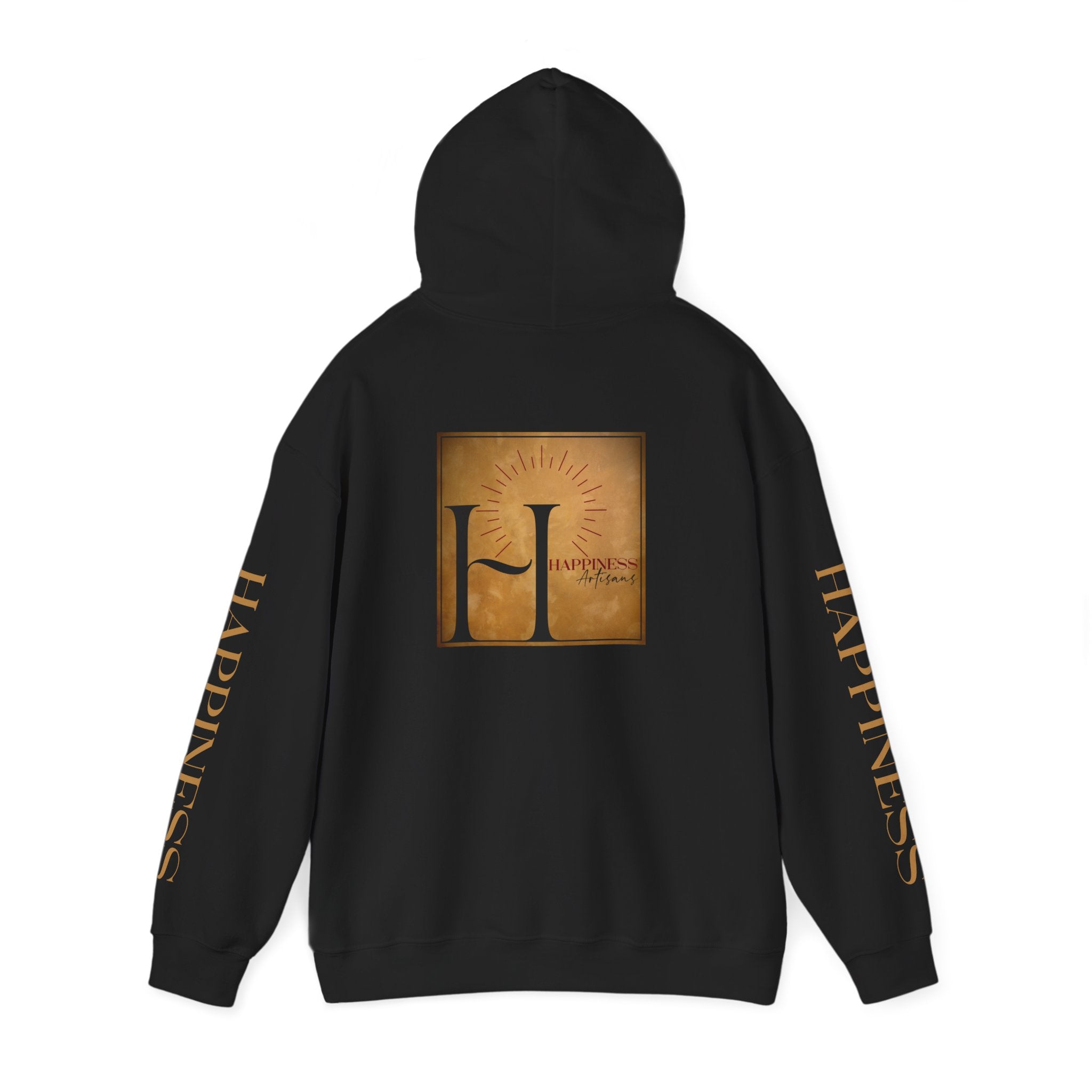 Hoodie 'Happiness Artisans' Gold Logo & 'Happiness' Sleeves