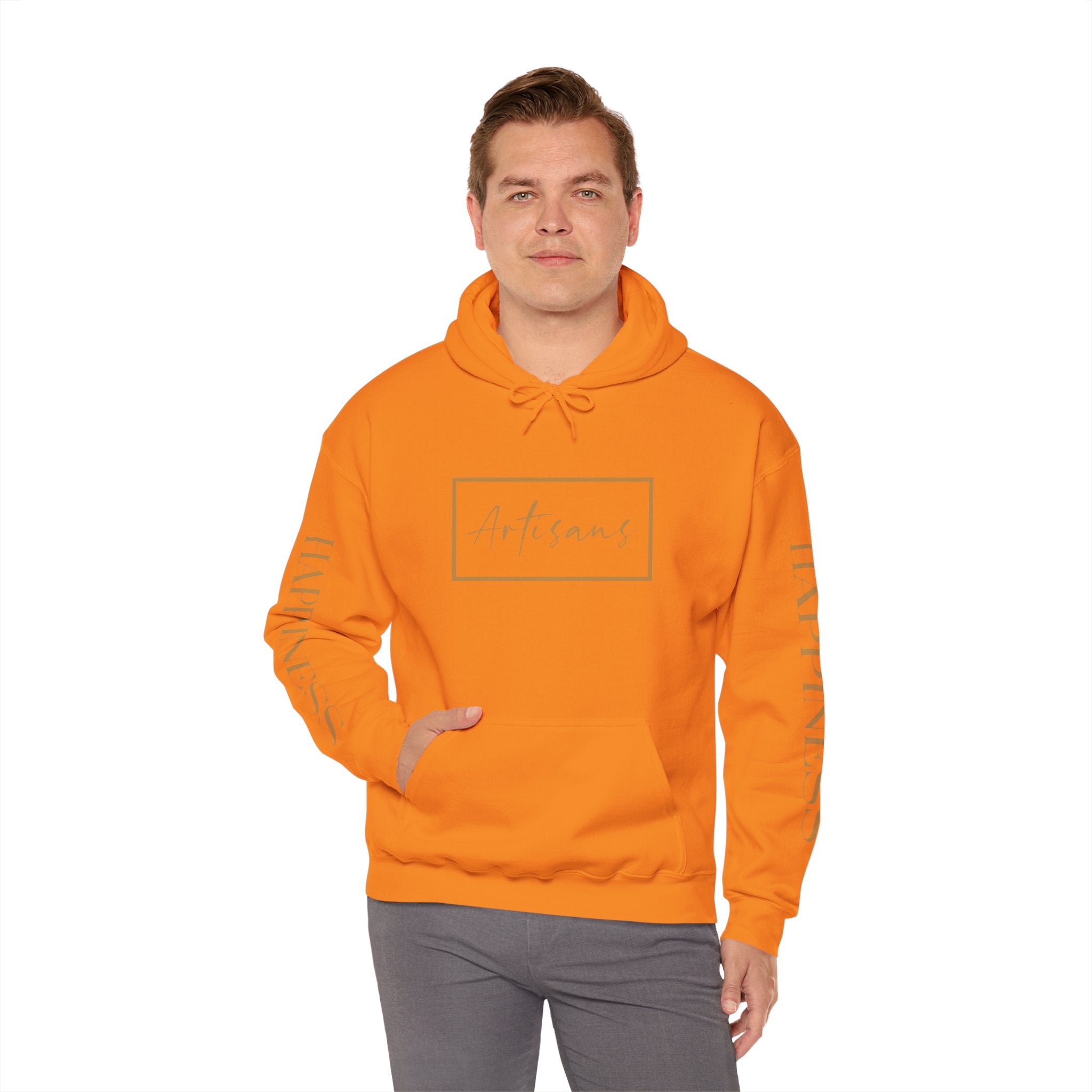 Hoodie 'Happiness Artisans' Gold Logo & 'Happiness' Sleeves