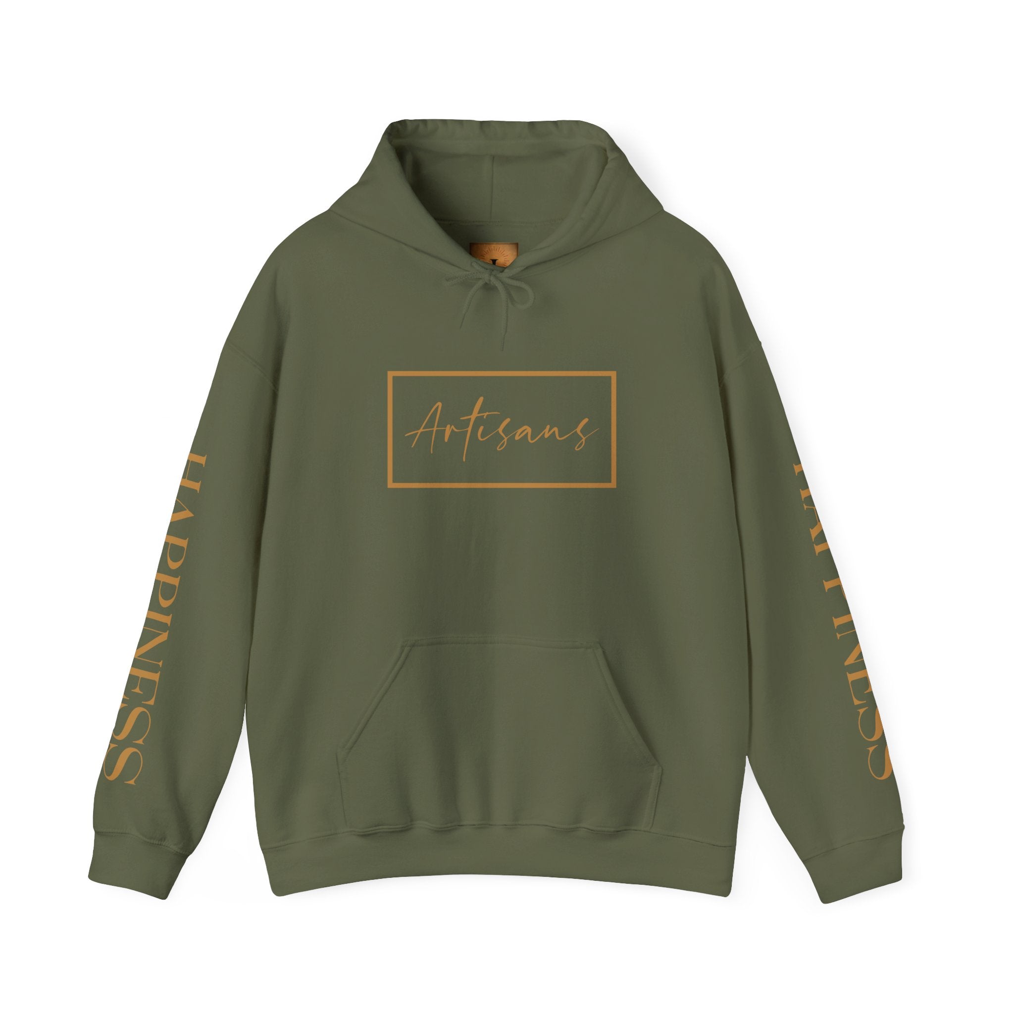 Hoodie 'Happiness Artisans' Gold Logo & 'Happiness' Sleeves