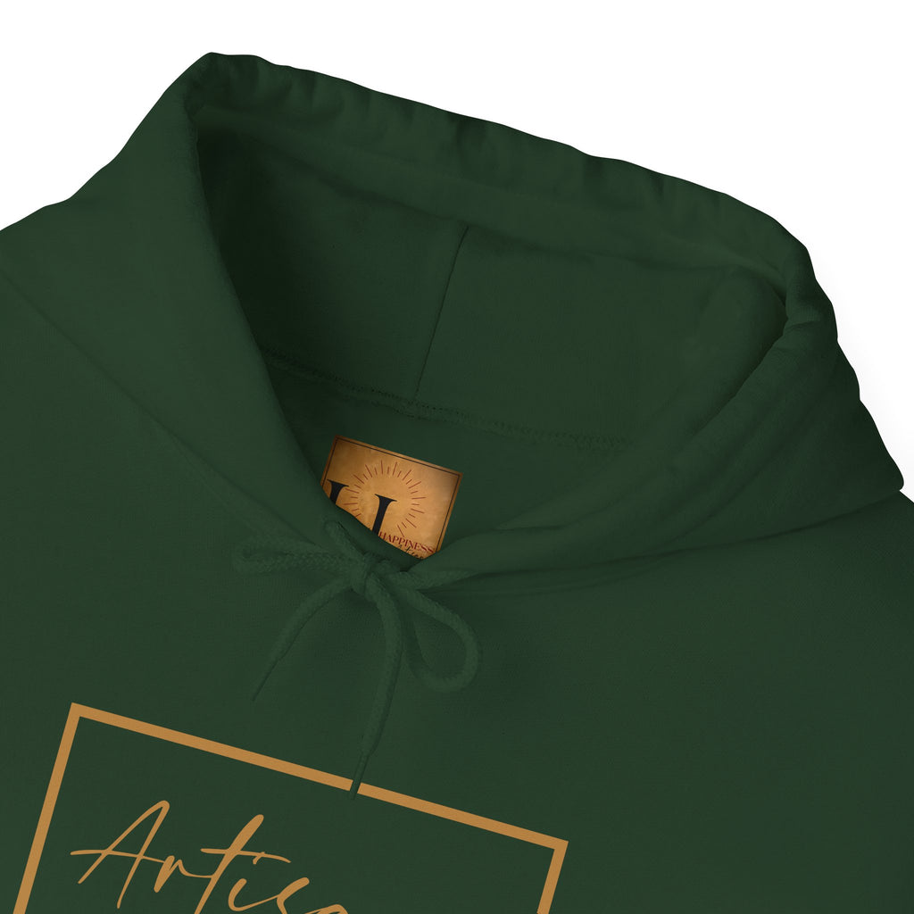 Hoodie 'Happiness Artisans' Gold Logo & 'Happiness' Sleeves