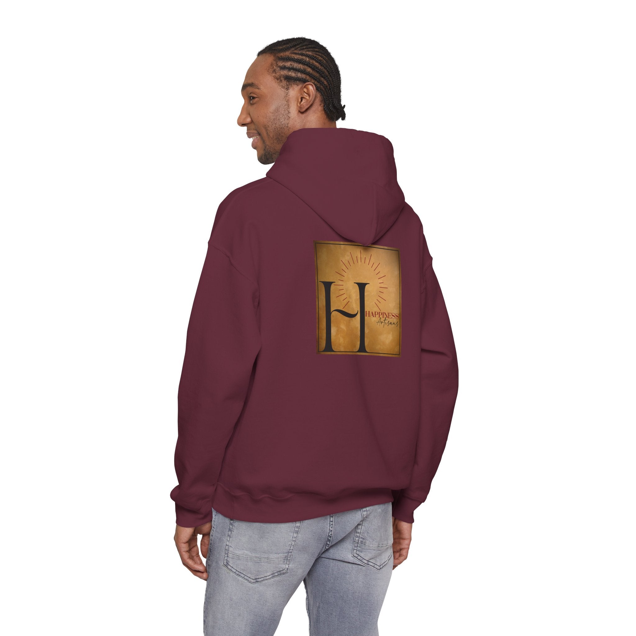 Hoodie 'Happiness Artisans' Gold Logo & 'Happiness' Sleeves