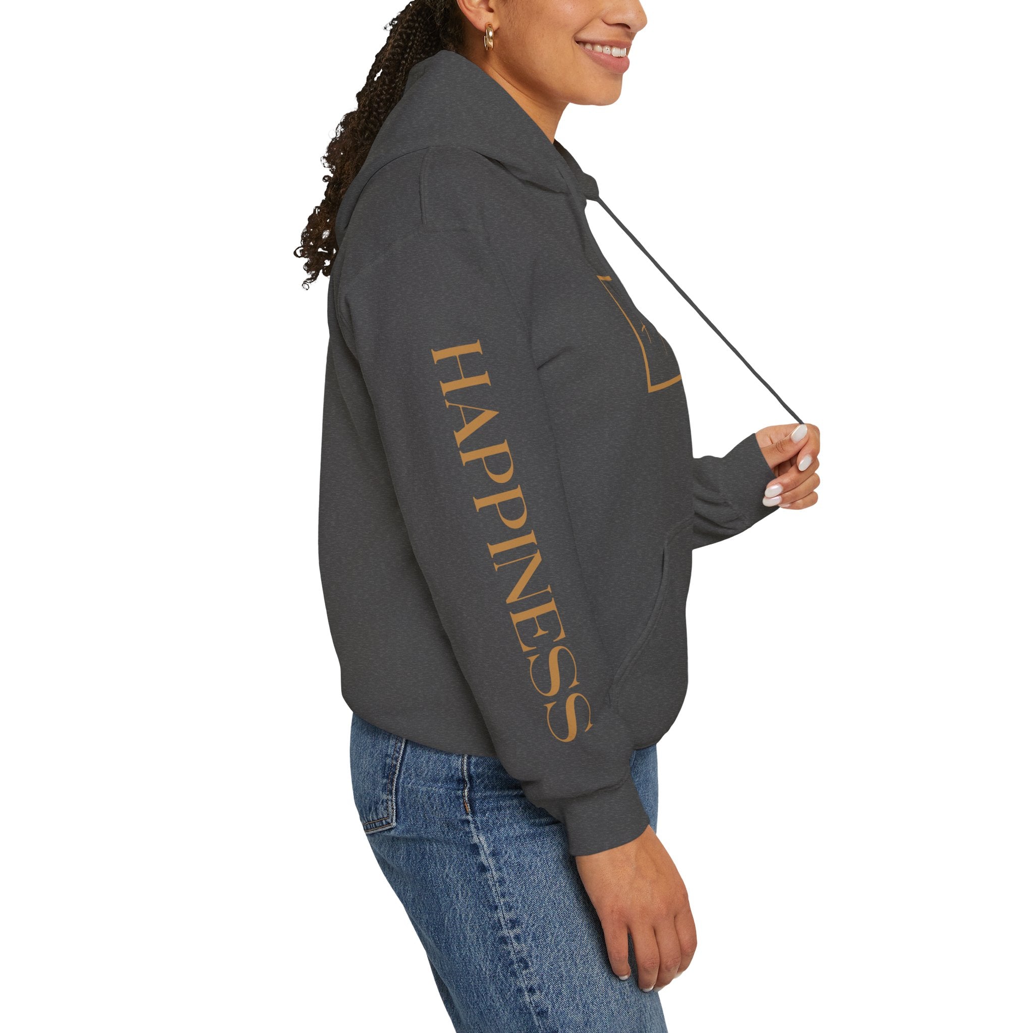 Hoodie 'Happiness Artisans' Gold Logo & 'Happiness' Sleeves