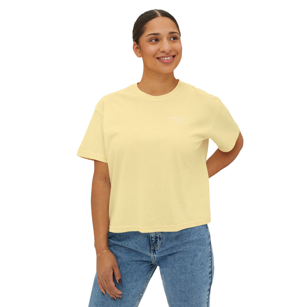 Monogram Floral Boxy Tee — Women's H Initial Crop T-Shirt