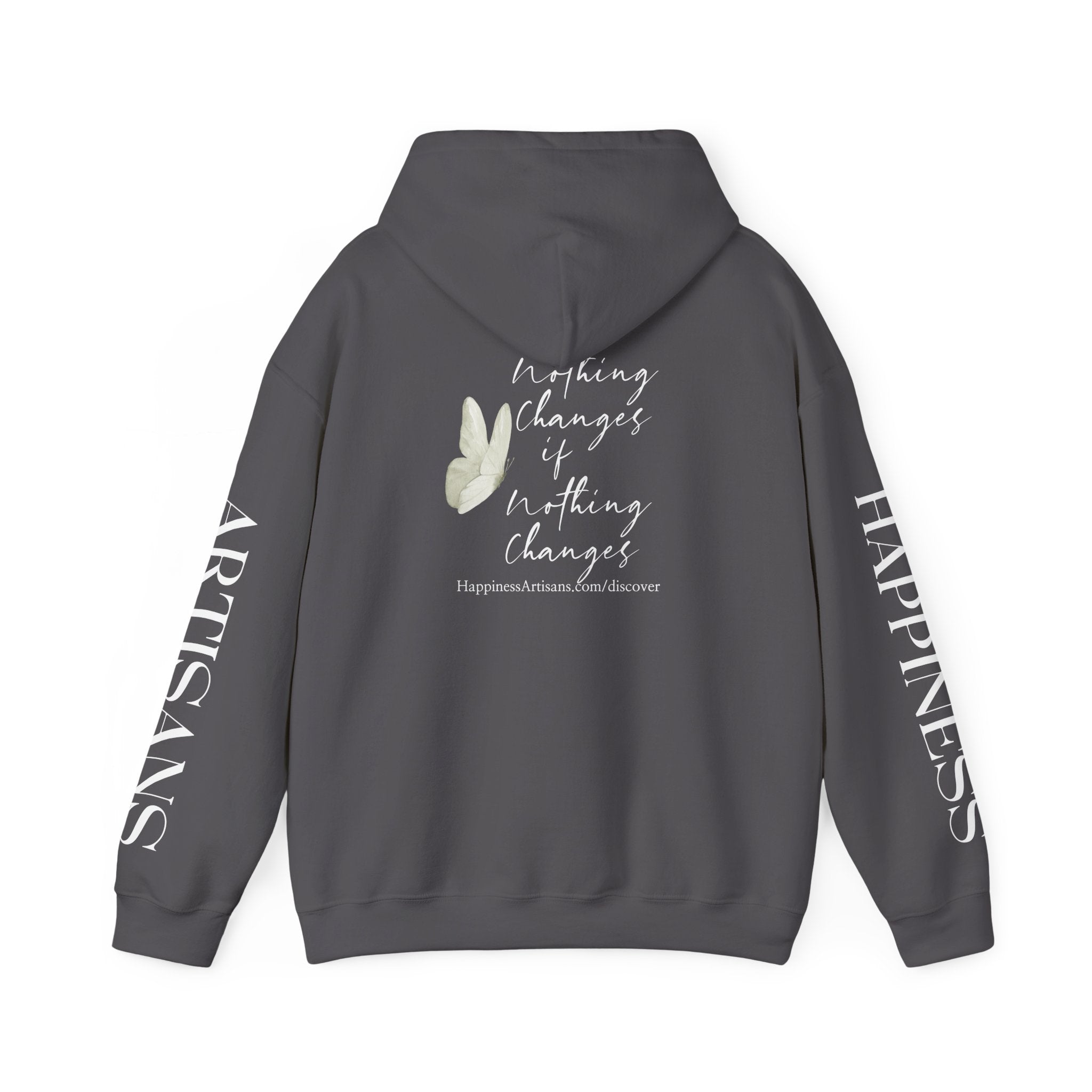 Floral Monogram H Hoodie | Happiness Artisans Hoodie with "Nothing Changes If Nothing Changes" Quote and Butterfly