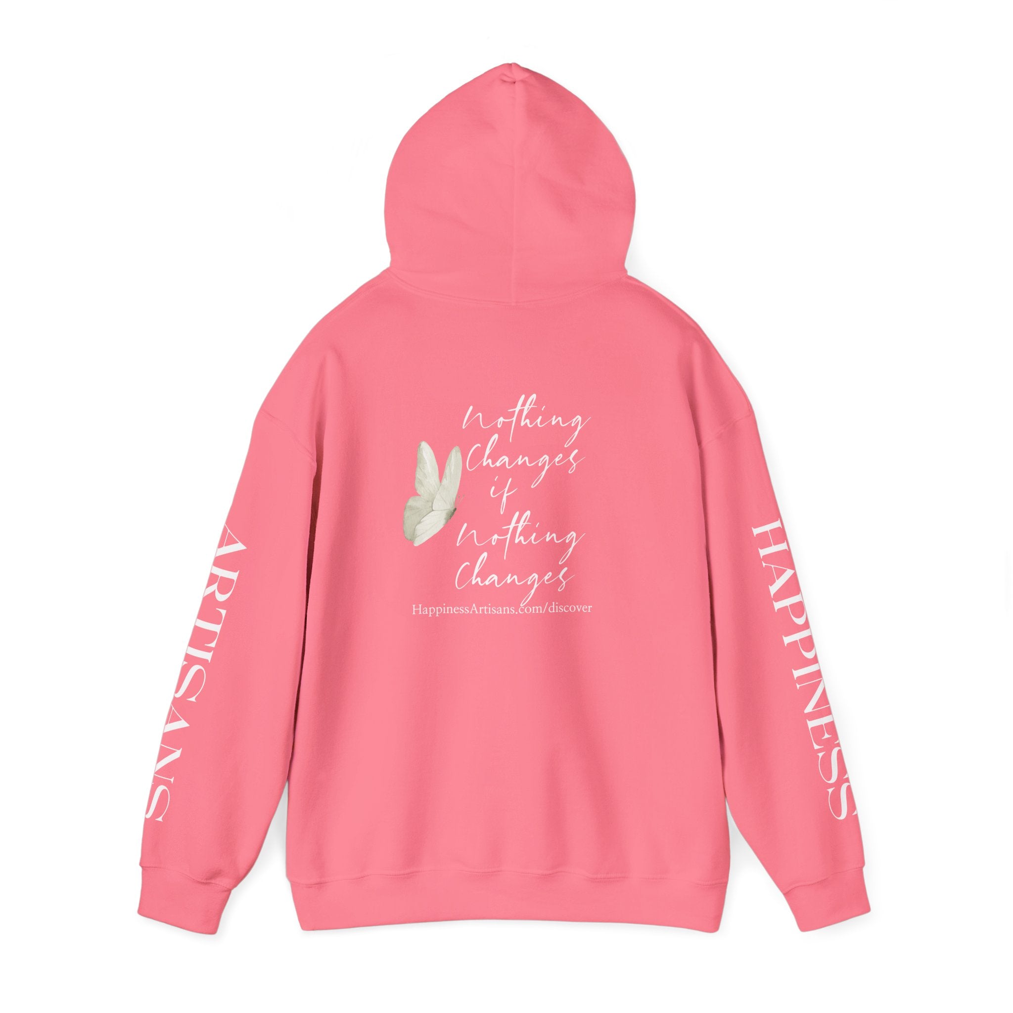 Floral Monogram H Hoodie | Happiness Artisans Hoodie with "Nothing Changes If Nothing Changes" Quote and Butterfly
