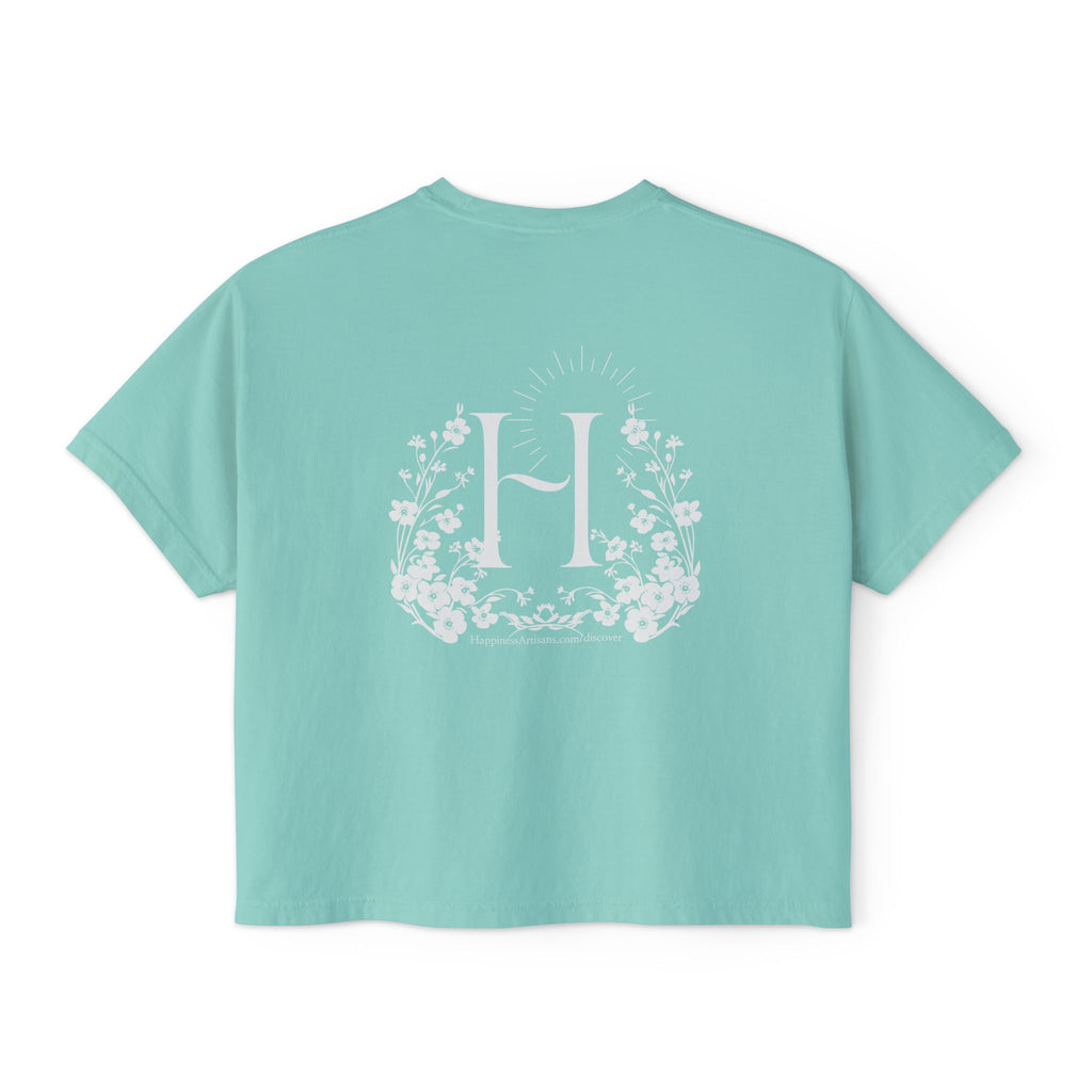 Monogram Floral Boxy Tee — Women's H Initial Crop T-Shirt