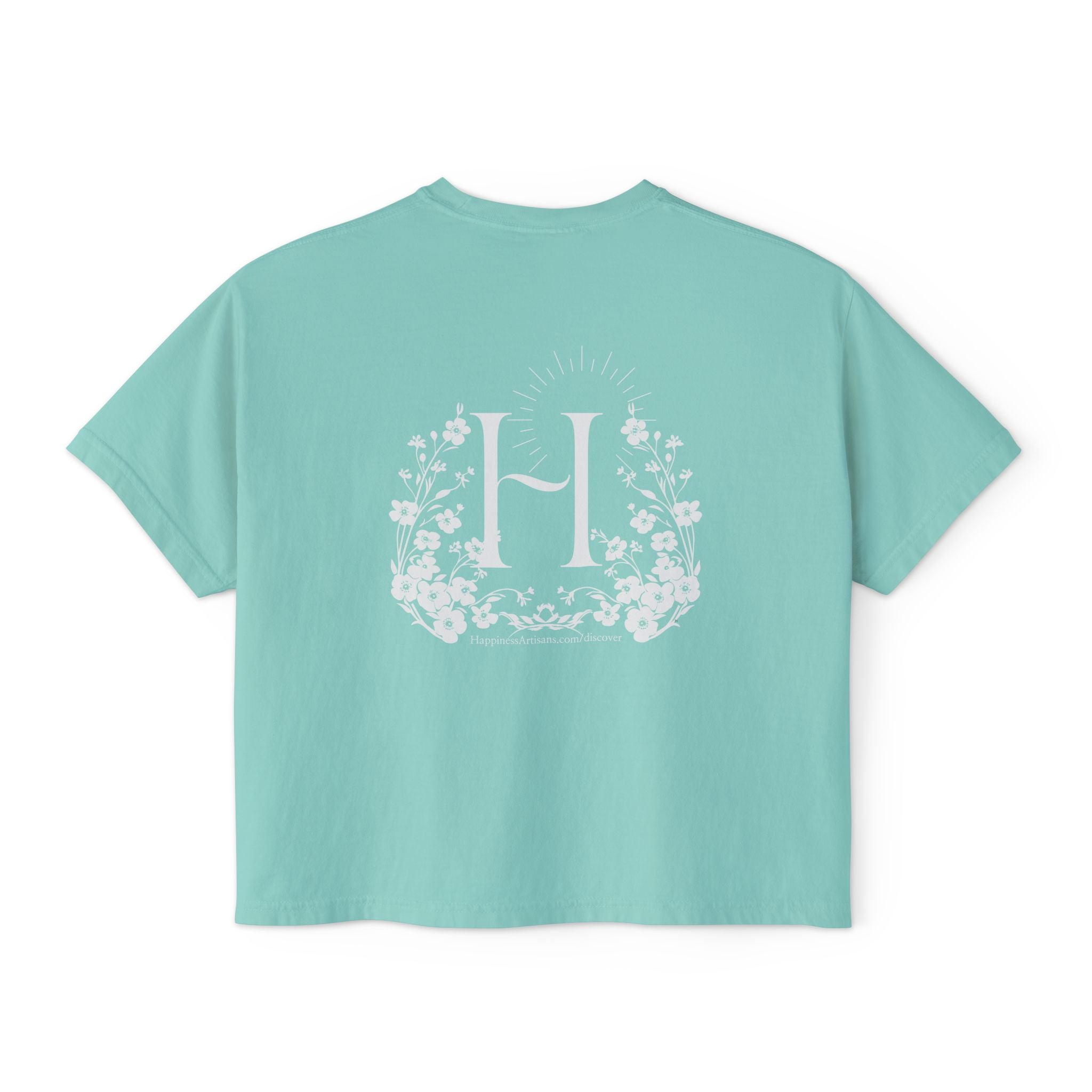 Monogram Floral Boxy Tee — Women's H Initial Crop T-Shirt