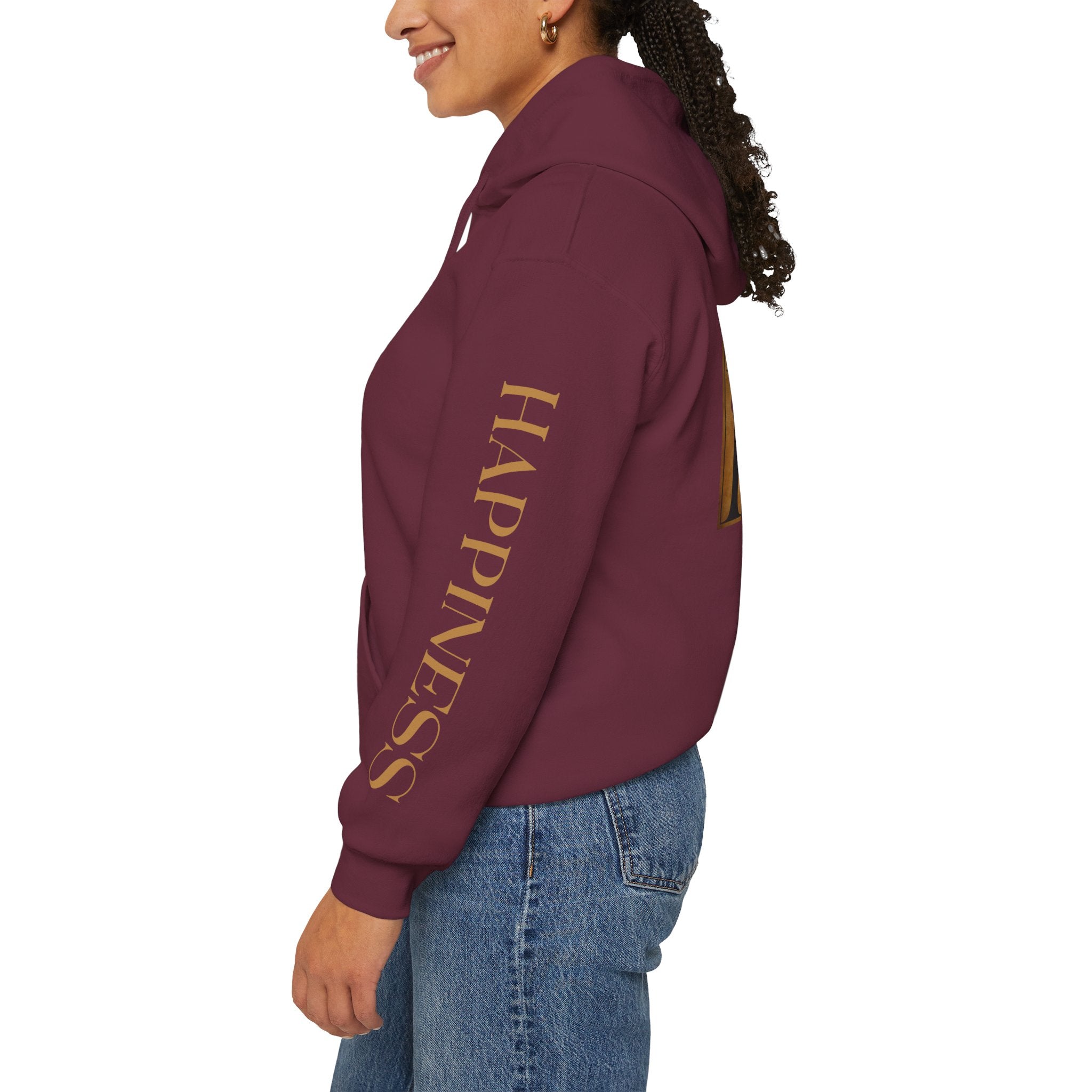 Hoodie 'Happiness Artisans' Gold Logo & 'Happiness' Sleeves
