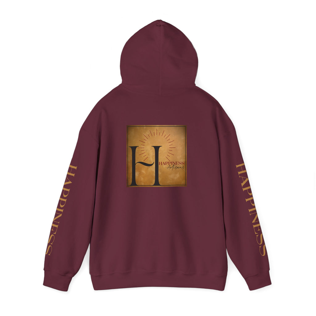 Hoodie 'Happiness Artisans' Gold Logo & 'Happiness' Sleeves