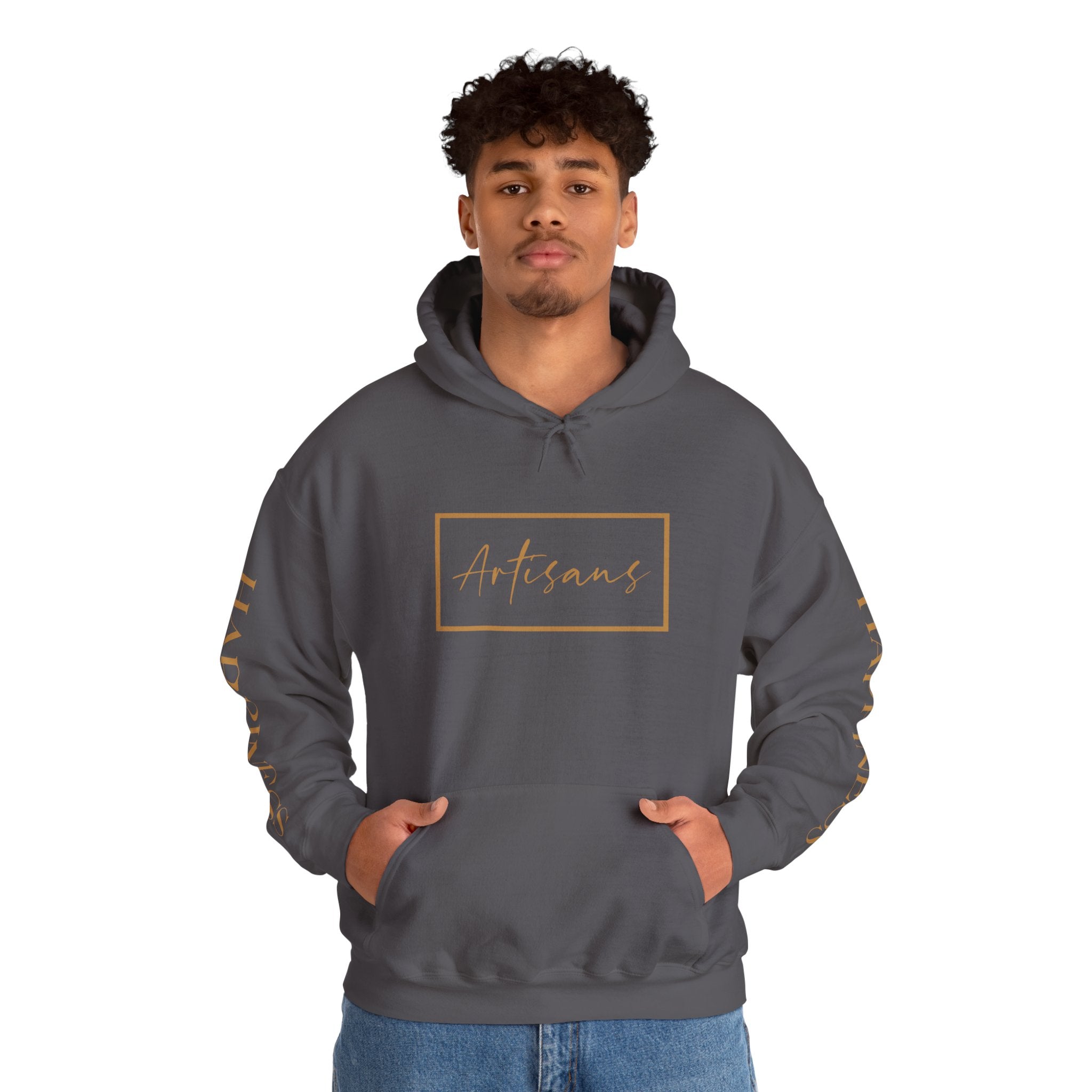 Hoodie 'Happiness Artisans' Gold Logo & 'Happiness' Sleeves