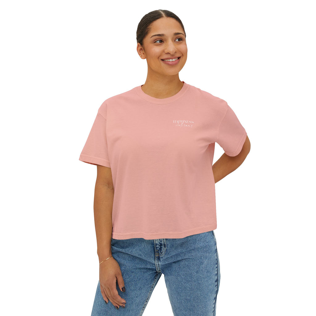 Monogram Floral Boxy Tee — Women's H Initial Crop T-Shirt