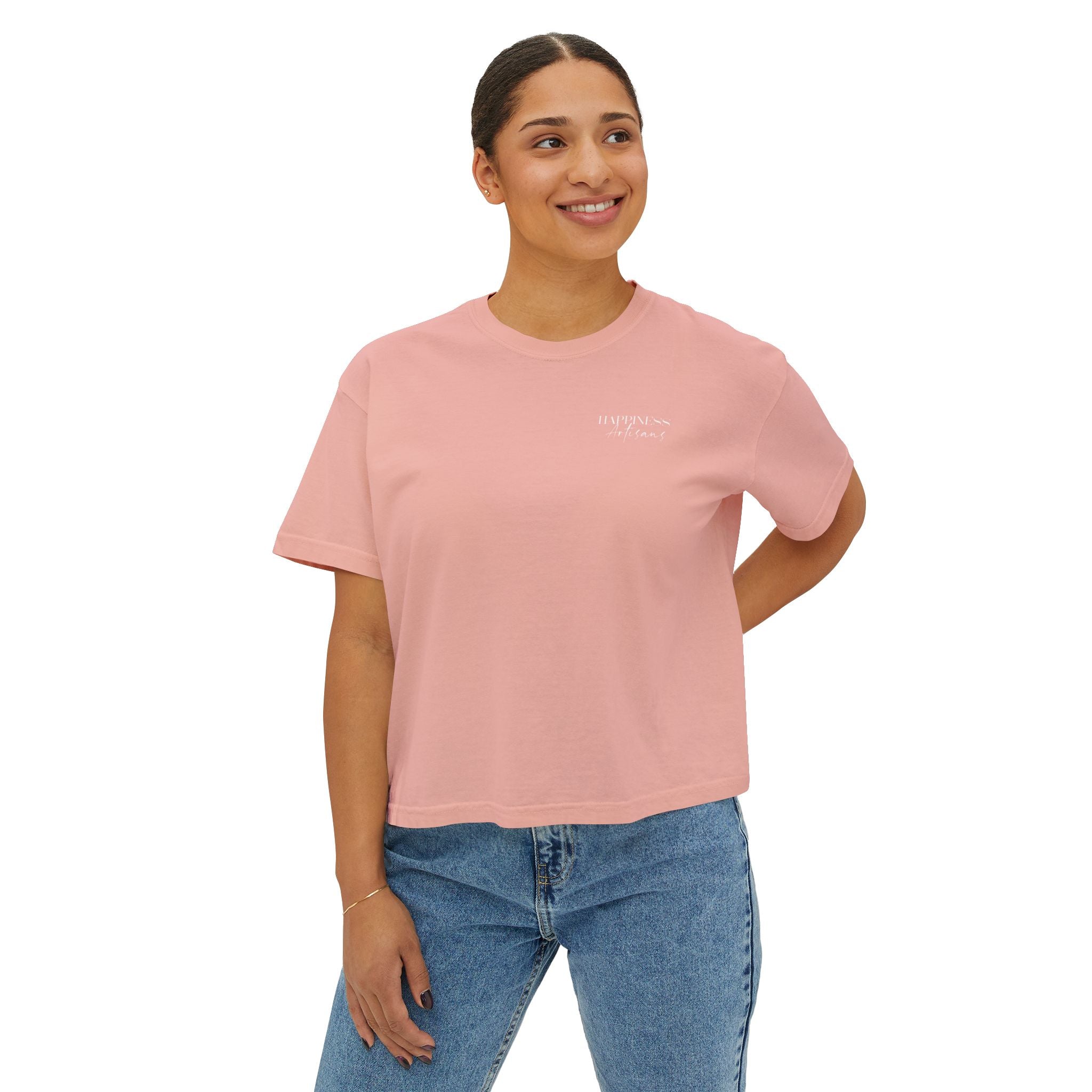 Monogram Floral Boxy Tee — Women's H Initial Crop T-Shirt
