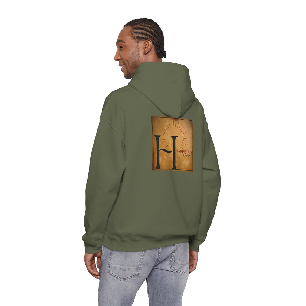 Hoodie 'Happiness Artisans' Gold Logo & 'Happiness' Sleeves