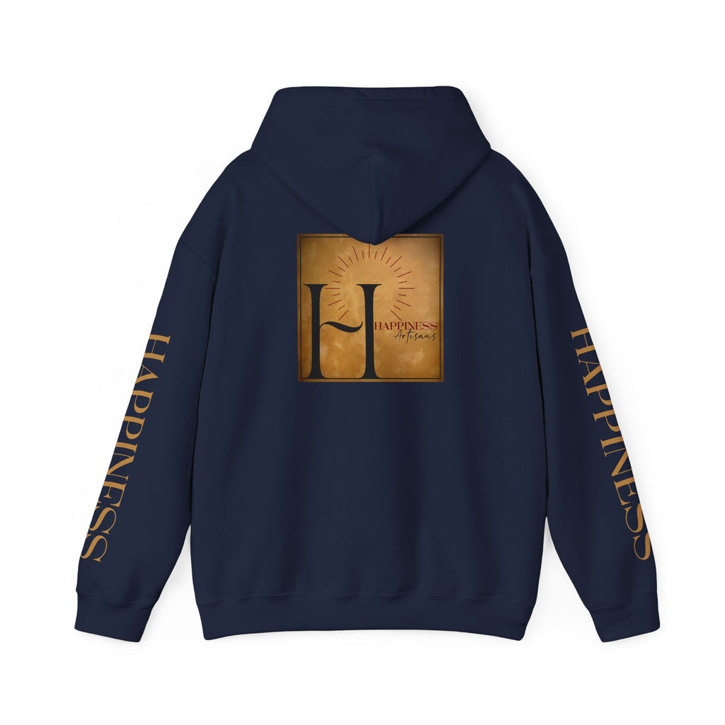 Hoodie 'Happiness Artisans' Gold Logo & 'Happiness' Sleeves