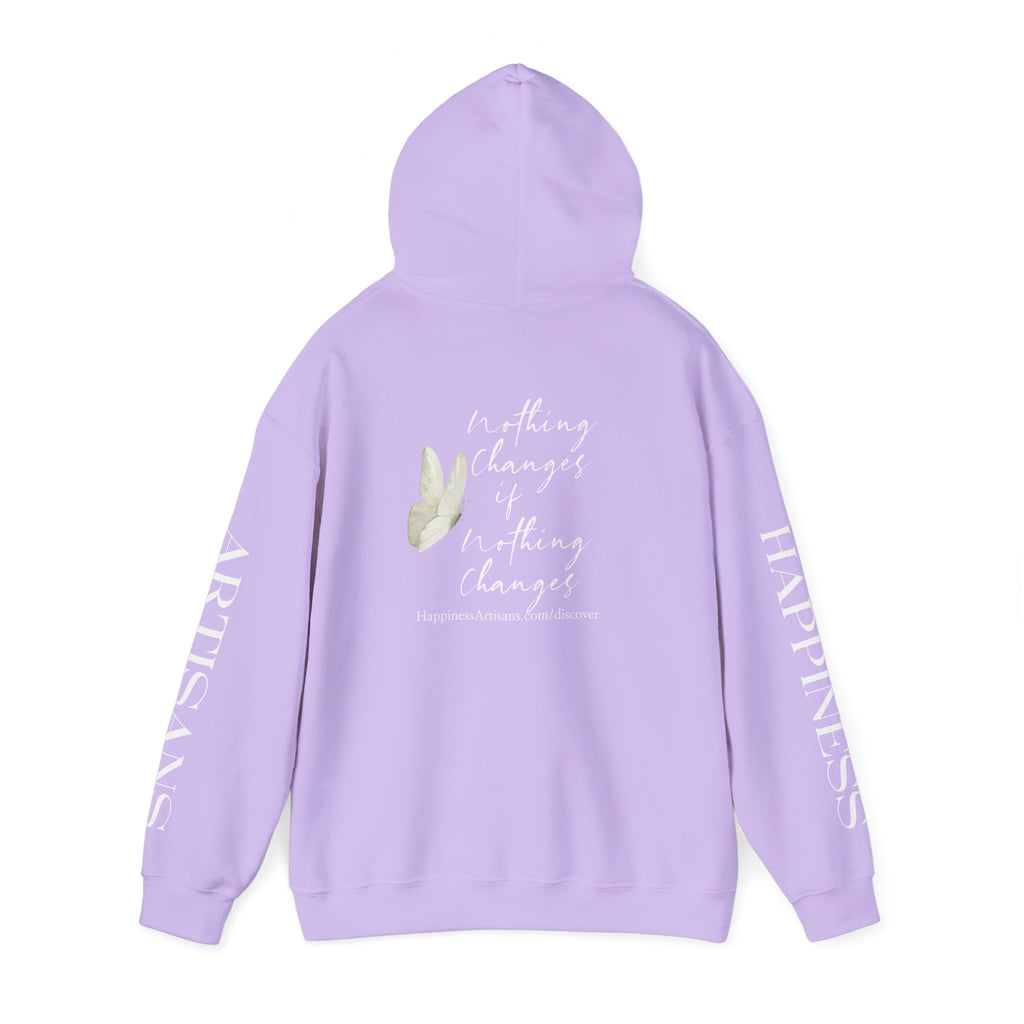 Floral Monogram H Hoodie | Happiness Artisans Hoodie with "Nothing Changes If Nothing Changes" Quote and Butterfly