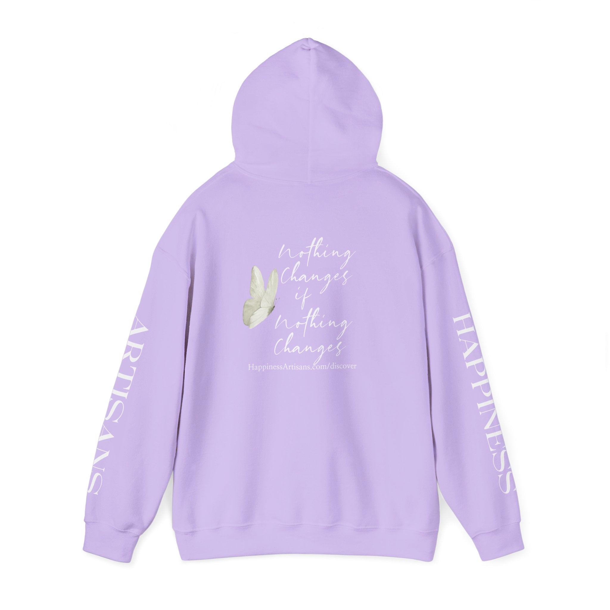 Floral Monogram H Hoodie | Happiness Artisans Hoodie with "Nothing Changes If Nothing Changes" Quote and Butterfly