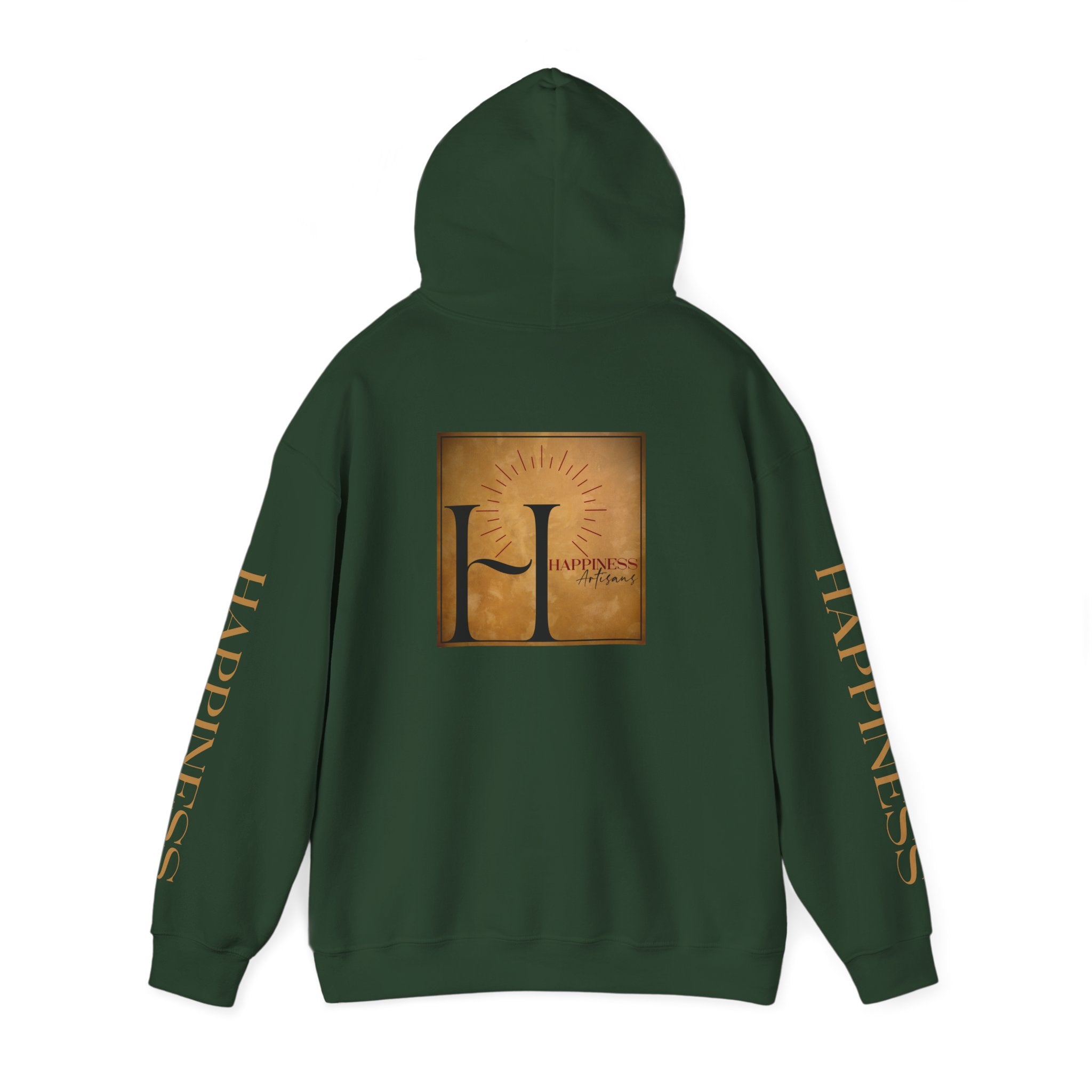 Hoodie 'Happiness Artisans' Gold Logo & 'Happiness' Sleeves