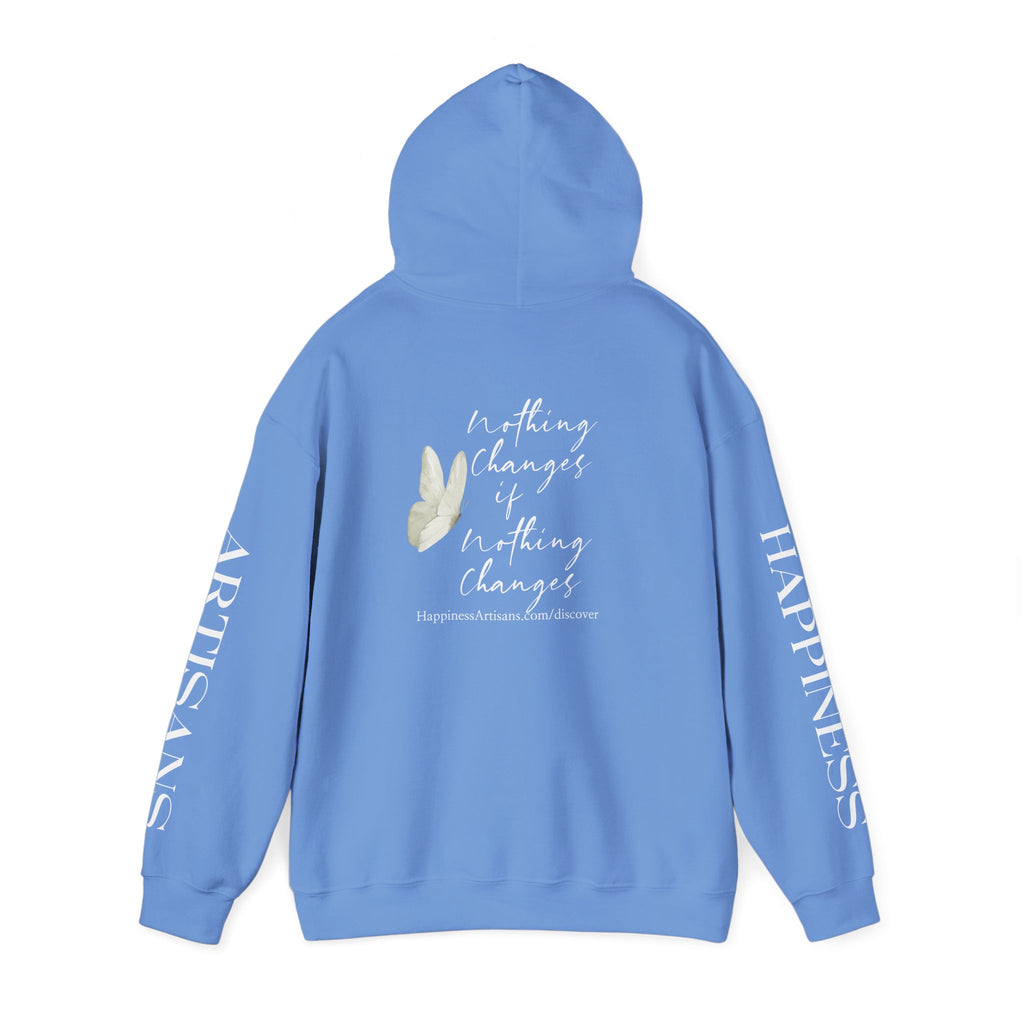 Floral Monogram H Hoodie | Happiness Artisans Hoodie with "Nothing Changes If Nothing Changes" Quote and Butterfly