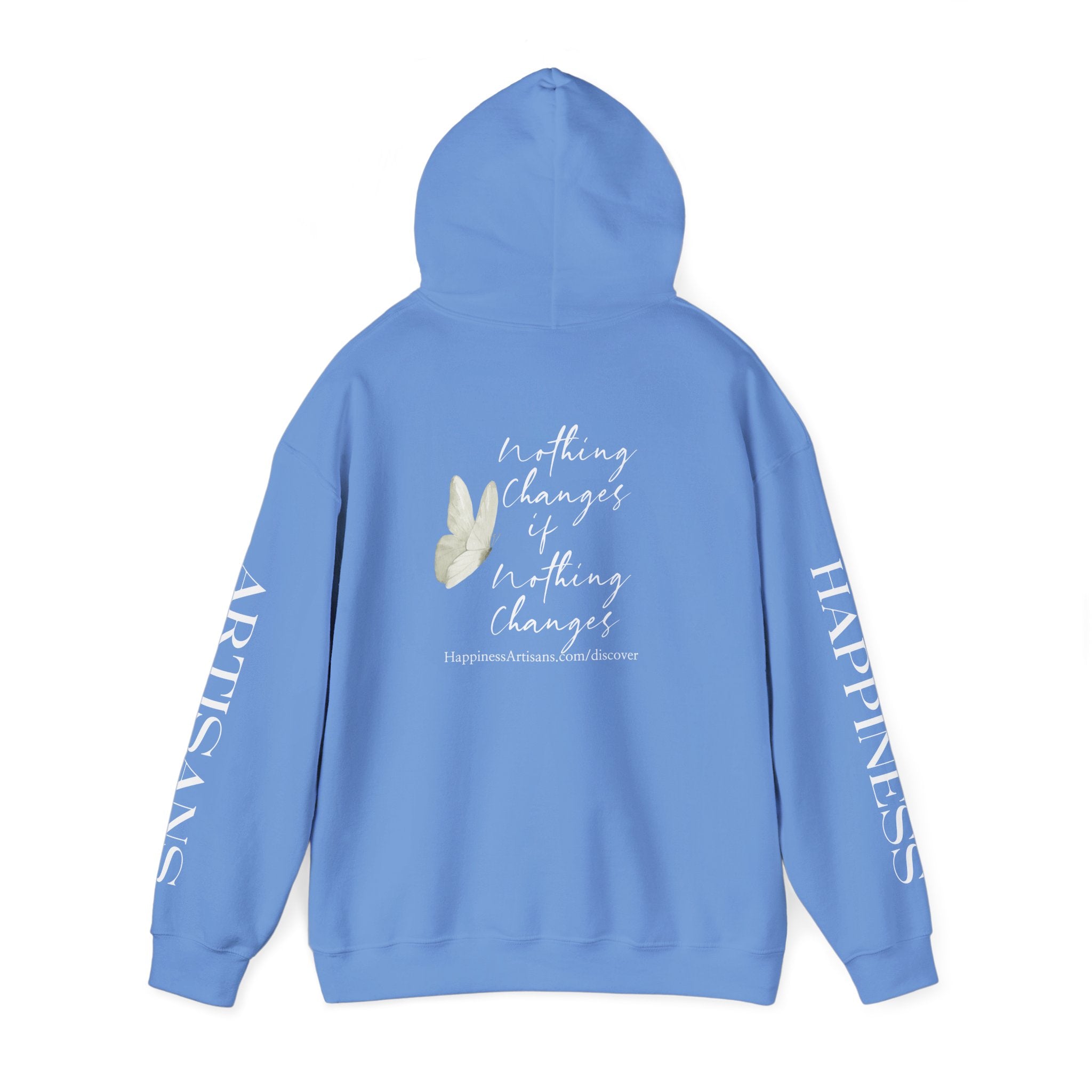 Floral Monogram H Hoodie | Happiness Artisans Hoodie with "Nothing Changes If Nothing Changes" Quote and Butterfly
