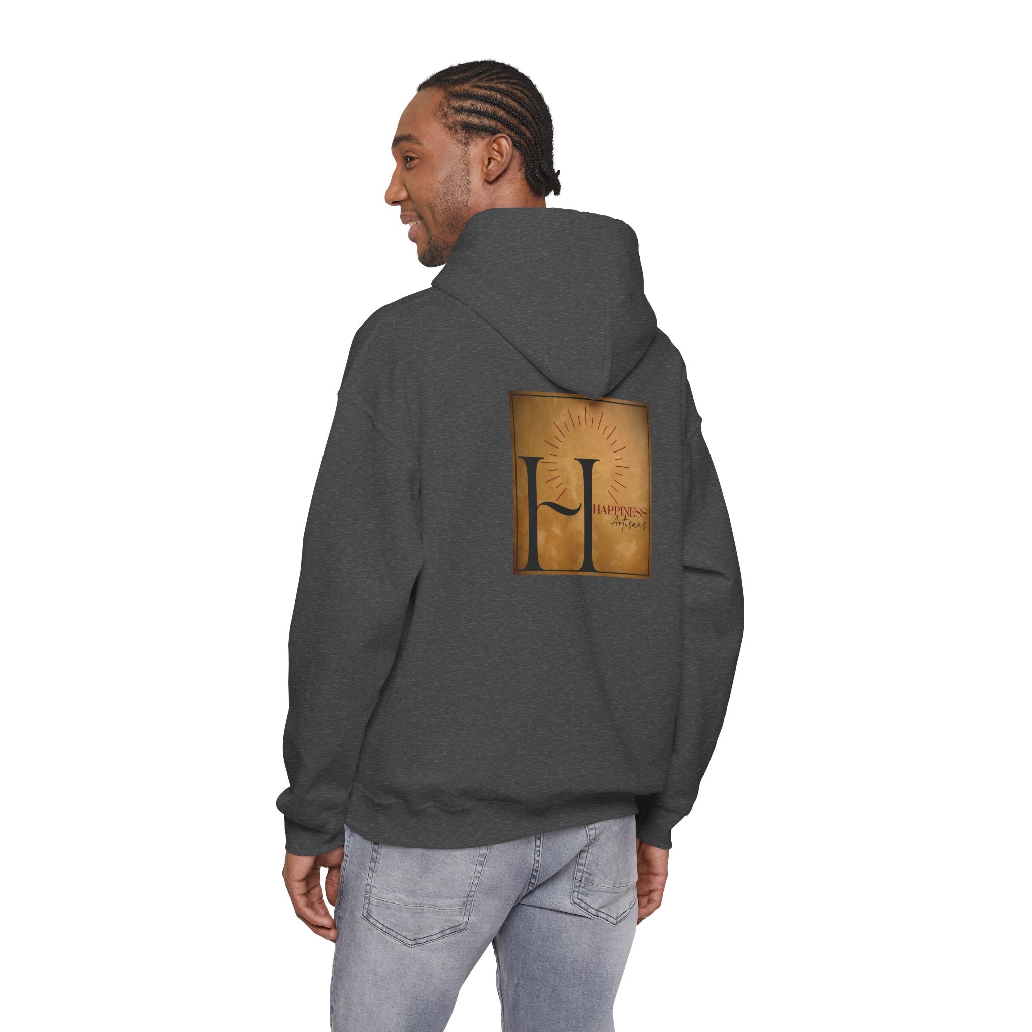 Hoodie 'Happiness Artisans' Gold Logo & 'Happiness' Sleeves