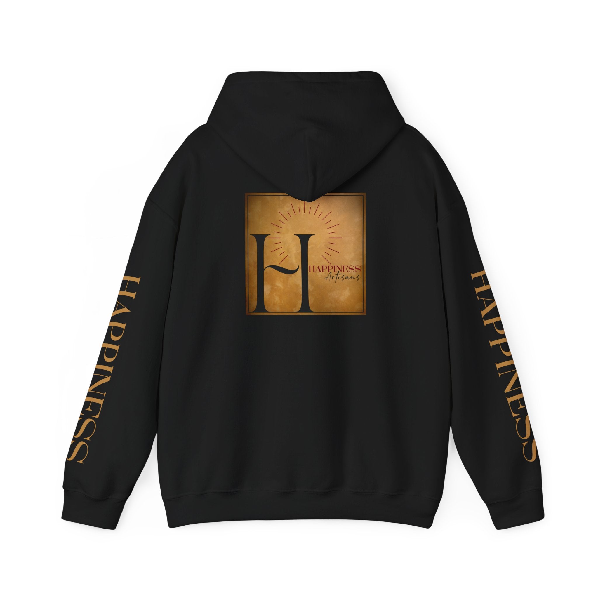 Hoodie 'Happiness Artisans' Gold Logo & 'Happiness' Sleeves