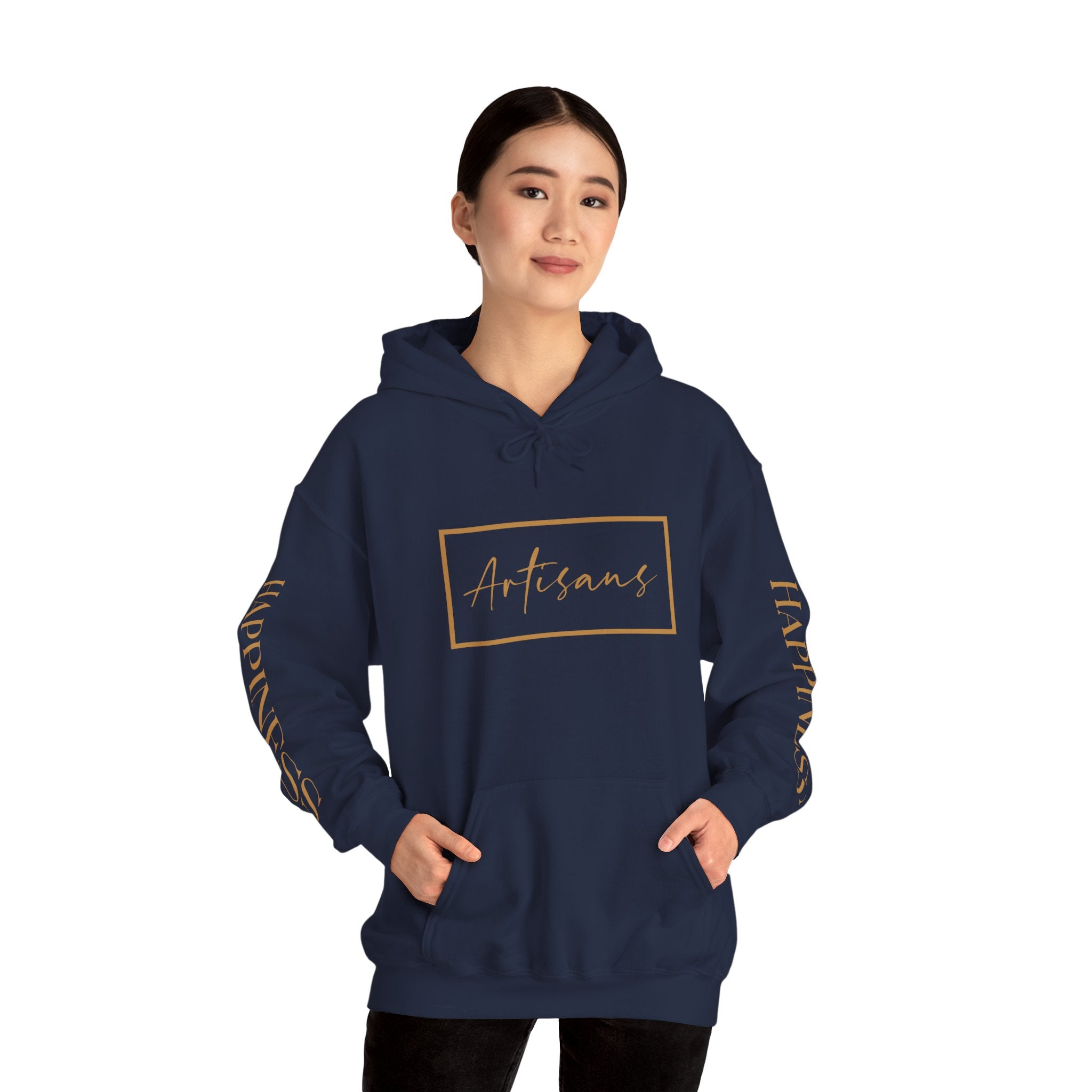 Hoodie 'Happiness Artisans' Gold Logo & 'Happiness' Sleeves