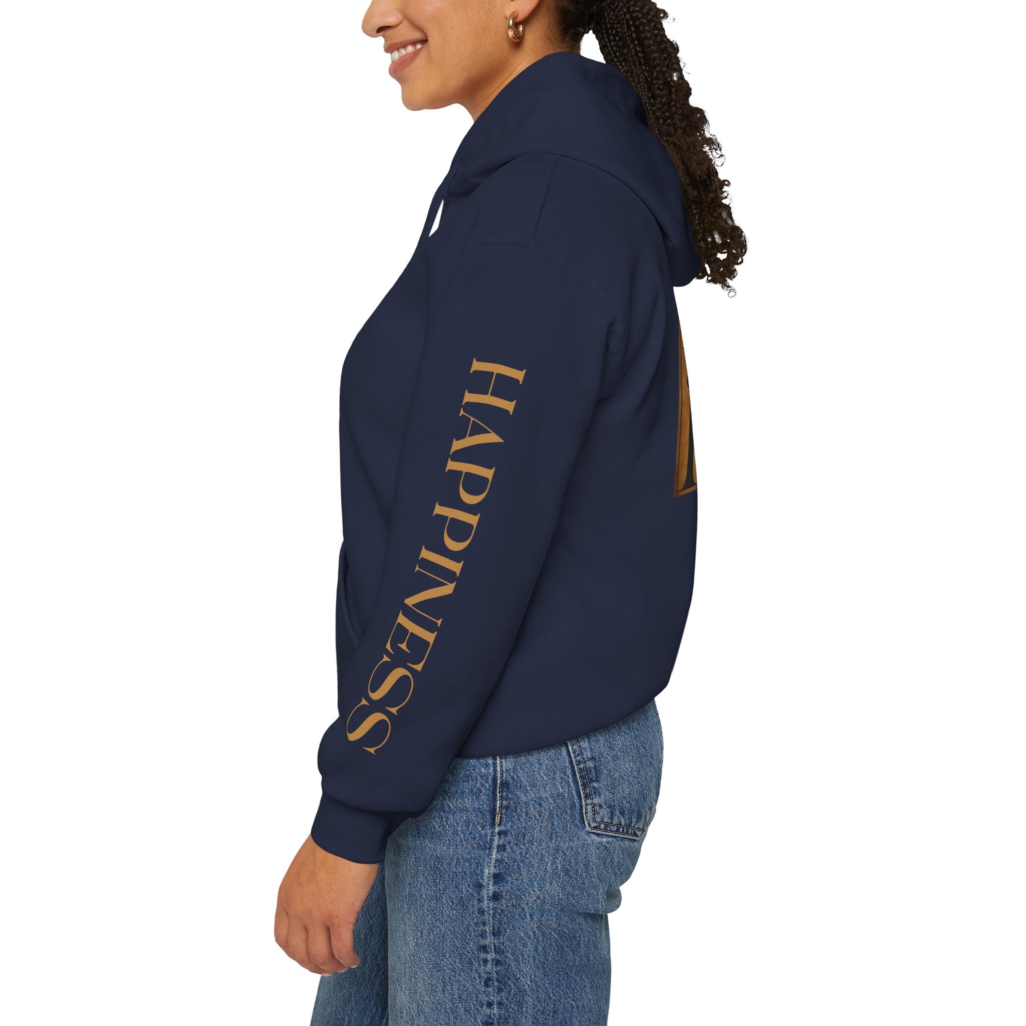 Hoodie 'Happiness Artisans' Gold Logo & 'Happiness' Sleeves