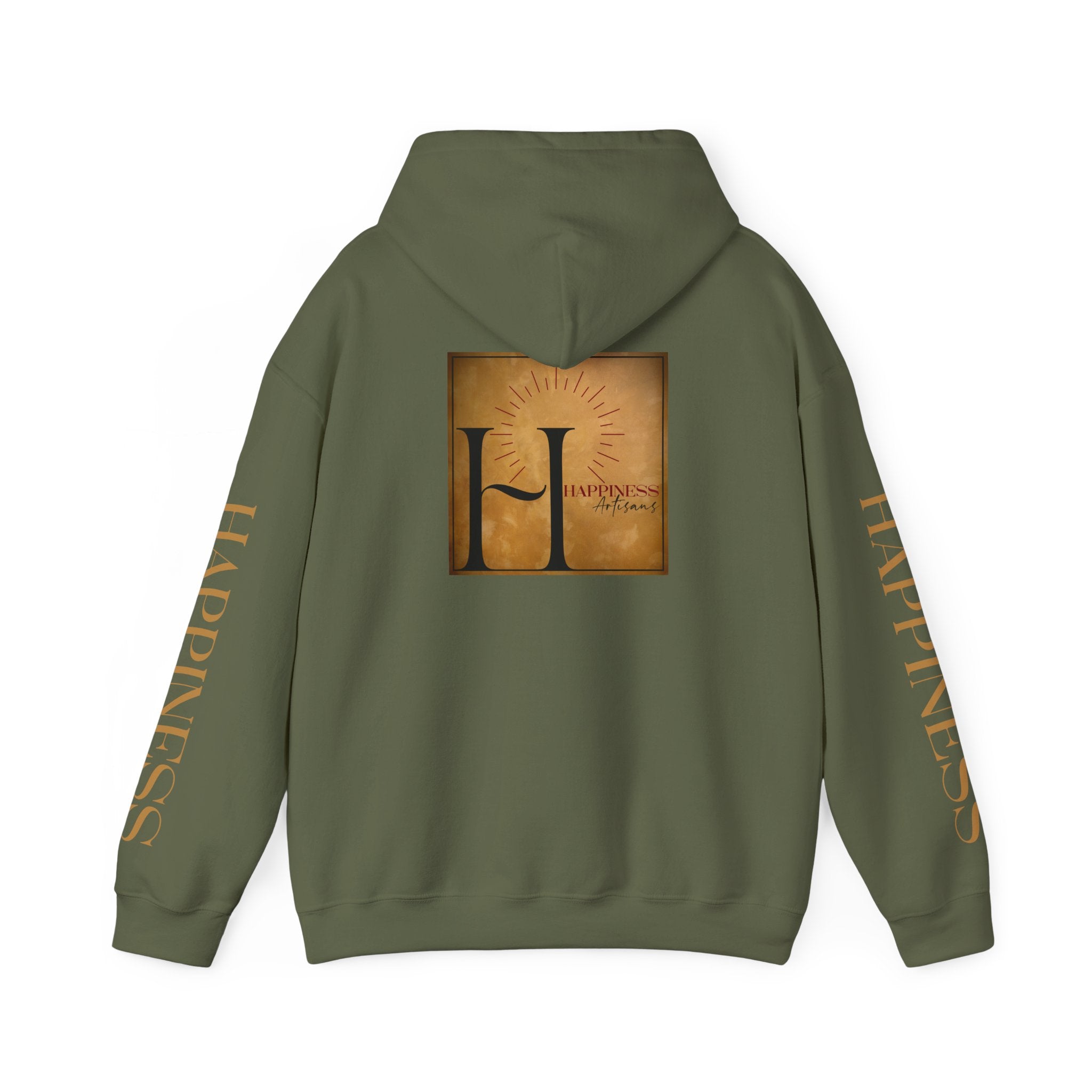 Hoodie 'Happiness Artisans' Gold Logo & 'Happiness' Sleeves