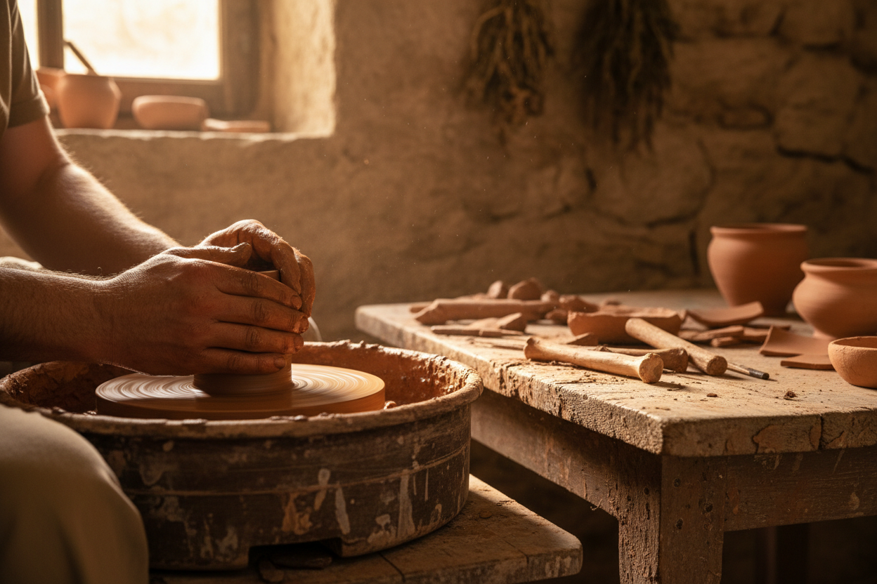 Artisan Hands Crafting Pottery
